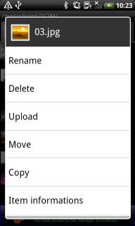 File item menu