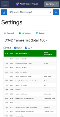 ID3 frames settings