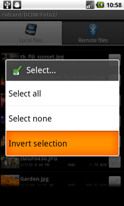 If clicked, here is the select options it gives, applied on currently displayed items