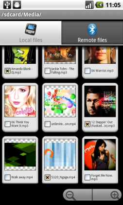 A screenshot with some audio and video thumbnails