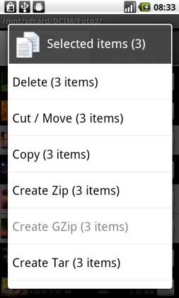 3. A special context menu will appear
