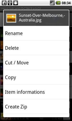 5. &hellip;the normal context menu for that item will appear