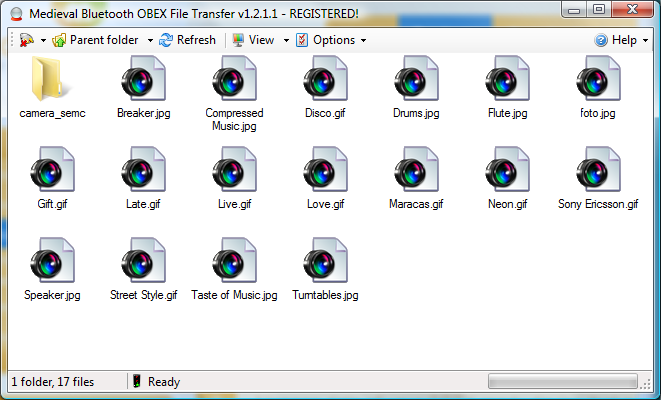 Screenshot of Medieval Bluetooth OBEX File Transfer 1.1.0.0