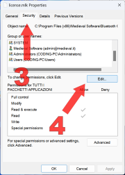 Edit security file permissions