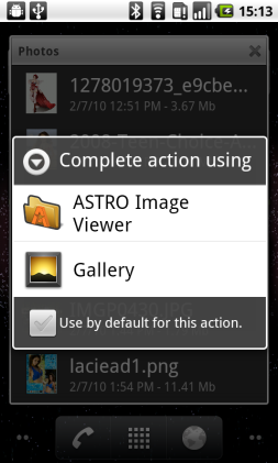 Select the program used to view your selected item
